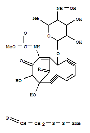 Molecular Structure of 107473-06-3 (Carbamic acid,[(1S,4Z,8R,12SR,13E)-8-[[4,6-dideoxy-4-(hydroxyamino)-b-D-glucopyranosyl]oxy]-1,12-dihydroxy-13-[2-(methyltrithio)ethylidene]-11-oxobicyclo[7.3.1]trideca-4,9-diene-2,6-diyn-10-yl]-,methyl ester (9CI))