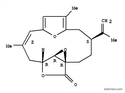 Molecular Structure of 107748-88-9 (15,17,18-Trioxatetracyclo[11.2.2.16,9.01,14]octadeca-6,8,10-trien-16-one,7,11-dimethyl-4-(1-methylethenyl)-, (1R,4S,10Z,13R,14R)-rel-(-)- (9CI))