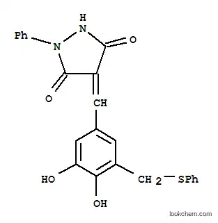 Molecular Structure of 107788-21-6 ((4Z)-4-({3,4-dihydroxy-5-[(phenylsulfanyl)methyl]phenyl}methylidene)-1-phenylpyrazolidine-3,5-dione)