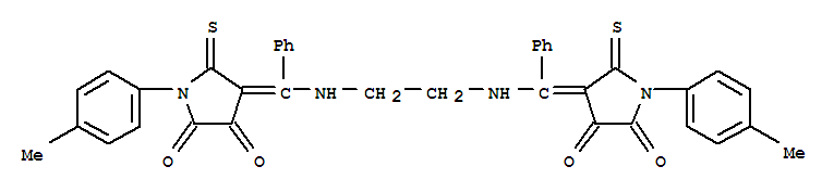 Molecular Structure of 107887-97-8 (2,3-Pyrrolidinedione,4,4'-[1,2-ethanediylbis[imino(phenylmethylidyne)]]bis[1-(4-methylphenyl)-5-thioxo-(9CI))