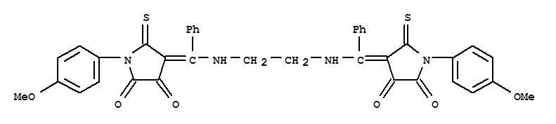 Molecular Structure of 107888-05-1 (2,3-Pyrrolidinedione,4,4'-[1,2-ethanediylbis[imino(phenylmethylidyne)]]bis[1-(4-methoxyphenyl)-5-thioxo-(9CI))
