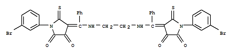 Molecular Structure of 107902-60-3 (2,3-Pyrrolidinedione,4,4'-[1,2-ethanediylbis[imino(phenylmethylidyne)]]bis[1-(3-bromophenyl)-5-thioxo-(9CI))