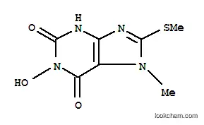 Molecular Structure of 1080-62-2 (1-hydroxy-7-methyl-8-(methylsulfanyl)-3,7-dihydro-1H-purine-2,6-dione)