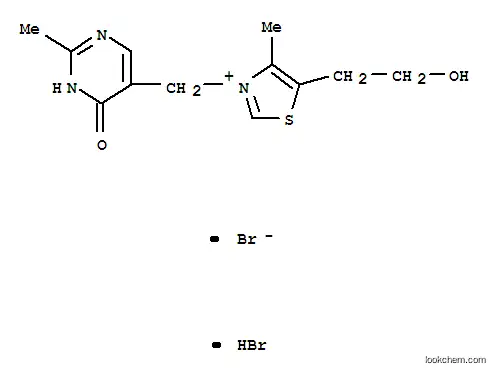 Molecular Structure of 108051-45-2 (5-(2-hydroxyethyl)-4-methyl-3-[(2-methyl-6-oxo-1,6-dihydropyrimidin-5-yl)methyl]-1,3-thiazol-3-ium bromide hydrobromide)