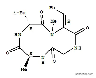 Molecular Structure of 108340-85-8 ((12Z)-1,6-dimethyl-3-(2-methylpropyl)-12-(phenylmethylidene)-1,4,7,10-tetraazacyclododecane-2,5,8,11-tetrone)