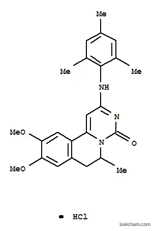 Molecular Structure of 108445-40-5 ((6S)-9,10-dimethoxy-6-methyl-2-[(2,4,6-trimethylphenyl)amino]-6,7-dihydro-4H-pyrimido[6,1-a]isoquinolin-4-one hydrochloride)