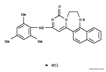 Molecular Structure of 108445-48-3 (3-[(2,4,6-trimethylphenyl)amino]naphtho[2,1-f]pyrimido[1,6-d][1,4]diazepin-1(8aH)-ol hydrochloride)