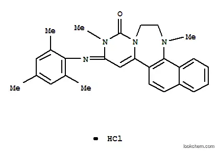 Molecular Structure of 108446-09-9 ((3Z)-2,11-dimethyl-3-[(2,4,6-trimethylphenyl)imino]-2,3-dihydronaphtho[2,1-f]pyrimido[1,6-d][1,4]diazepin-1(8aH)-ol hydrochloride)