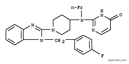 Molecular Structure of 108612-63-1 (2-[{1-[1-(4-fluorobenzyl)-1H-benzimidazol-2-yl]piperidin-4-yl}(propyl)amino]pyrimidin-4(3H)-one)
