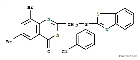 Molecular Structure of 108635-41-2 (2-[(1,3-benzothiazol-2-ylsulfanyl)methyl]-6,8-dibromo-3-(2-chlorophenyl)quinazolin-4(3H)-one)