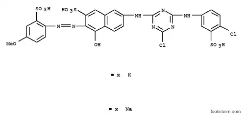 Molecular Structure of 109125-53-3 (potassium sodium 7-[[4-chloro-6-(4-chloro-3-sulfonato-anilino)-1,3,5-triazin-2-yl]amino]-4-hydroxy-3-(4-methoxy-2-sulfo-phenyl)azo-naphthalene-2-sulfonate)