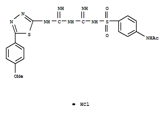 Molecular Structure of 109193-27-3 (Acetamide,N-[4-[[[[[amino[[5-(4-methoxyphenyl)-1,3,4-thiadiazol-2-yl]amino]methyl]amino]iminomethyl]amino]sulfonyl]phenyl]-,hydrochloride (1:1))