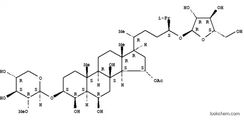 Molecular Structure of 109521-80-4 (24-[[3-O-(2-O-Methyl-β-D-xylopyranosyl)-α-L-arabinofuranosyl]oxy]-5α-cholestane-3β,4β,6β,8β,15α-pentaol 15-acetate)