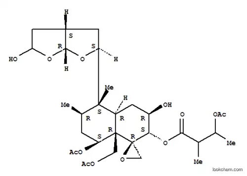 Molecular Structure of 109792-19-0 (Butanoic acid,3-(acetyloxy)-2-methyl-,(1R,2S,3R,4aR,5S,6R,8S,8aR)-8-(acetyloxy)-8a-[(acetyloxy)methyl]-5-[(2S,3aS,6aR)-hexahydro-5-hydroxyfuro[2,3-b]furan-2-yl]octahydro-3-hydroxy-5,6-dimethylspiro[naphthalene-1(2H),2'-oxiran]-2-ylester)