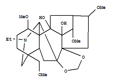 Molecular Structure of 110120-83-7 (Aconitane-9,10-diol,20-ethyl-1,14,16-trimethoxy-4-(methoxymethyl)-7,8-[methylenebis(oxy)]-, (1a,14a,16b)- (9CI))