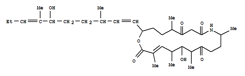Molecular Structure of 110320-65-5 (1-Oxa-9-azacyclononadec-17-ene-6,8,13,19-tetrone,15-hydroxy-2-[(1E,3S,6S,7E)-6-hydroxy-3,7-dimethyl-1,7-decadien-1-yl]-5,10,14,16,18-pentamethyl-,(2R,5S,10R,14R,15S,16R,17Z)-)