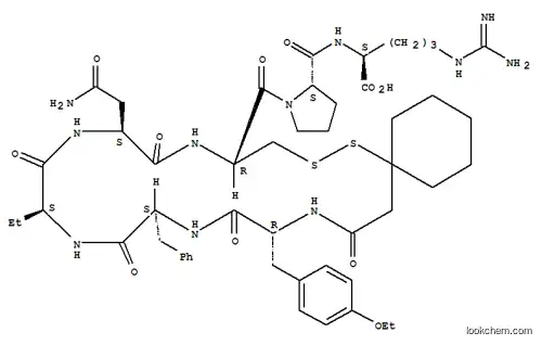 Molecular Structure of 110325-68-3 (L-Arginine,O-ethyl-N-[(1-mercaptocyclohexyl)acetyl]-D-tyrosyl-L-phenylalanyl-(2S)-2-aminobutanoyl-L-asparaginyl-L-cysteinyl-L-prolyl-,cyclic (1&reg;5)-disulfide (9CI))
