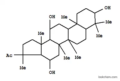Molecular Structure of 11049-57-3 ((21R)-3β,12β,16β-Trihydroxy-21-methyl-30-nor-A'-neogammaceran-22-one)