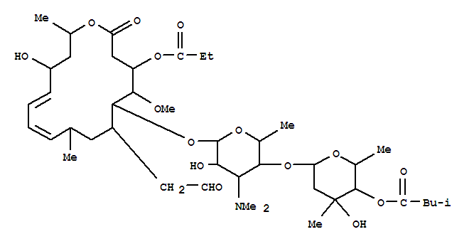 Molecular Structure of 11076-81-6 (Leucomycin V,9,10-didehydro-9-deoxy-10,13-dihydro-13-hydroxy-, 4B-(3-methylbutanoate)3-propanoate (9CI))