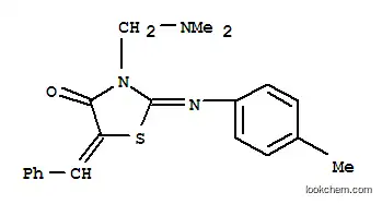 Molecular Structure of 110821-52-8 ((2E,5E)-3-[(dimethylamino)methyl]-2-[(4-methylphenyl)imino]-5-(phenylmethylidene)-1,3-thiazolidin-4-one)