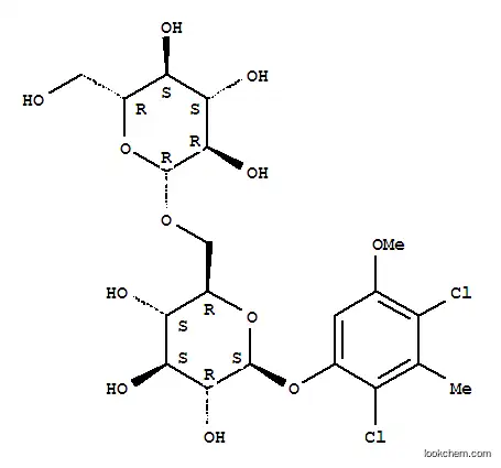 Molecular Structure of 110945-82-9 (2,4-dichloro-5-methoxy-3-methylphenyl 6-O-beta-D-glucopyranosyl-beta-D-glucopyranosido)