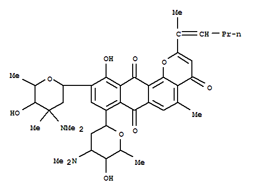 4H-Anthra[1,2-b]pyran-4,7,12-trione,11-hydroxy-5-methyl-2-[(1E)-1-methyl-1-pentenyl]-8-[2,3,6-trideoxy-3-(dimethylamino)-b-D-arabino-hexopyranosyl]-10-[2,3,6-trideoxy-3-(dimethylamino)-3-C-methyl-a-L-