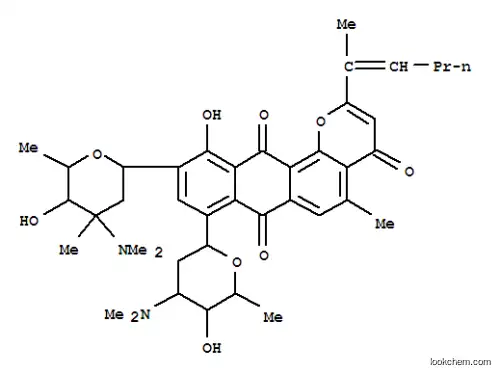 4H-Anthra[1,2-b]pyran-4,7,12-trione,11-hydroxy-5-methyl-2-[(1E)-1-methyl-1-pentenyl]-8-[2,3,6-trideoxy-3-(dimethylamino)-b-D-arabino-hexopyranosyl]-10-[2,3,6-trideoxy-3-(dimethylamino)-3-C-methyl-a-L-lyxo-hexopyranosyl]- (9CI)