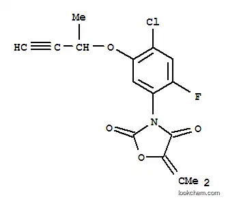Molecular Structure of 110956-56-4 (3-[5-(but-3-yn-2-yloxy)-4-chloro-2-fluorophenyl]-5-(propan-2-ylidene)-1,3-oxazolidine-2,4-dione)