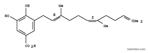 Molecular Structure of 110979-04-9 (Benzoic acid,3,4-dihydroxy-5-[(2E,6Z)-3,7,11-trimethyl-2,6,10-dodecatrienyl]- (9CI))