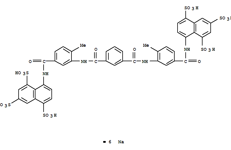 Molecular Structure of 111150-21-1 (1,3,5-Naphthalenetrisulfonicacid,8,8'-[1,3-phenylenebis[carbonylimino(4-methyl-3,1-phenylene)carbonylimino]]bis-,hexasodium salt (9CI))
