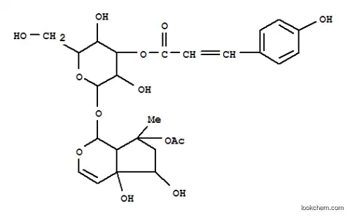 Molecular Structure of 111394-30-0 (b-D-Glucopyranoside,(1S,4aS,5R,7S,7aS)-7-(acetyloxy)-1,4a,5,6,7,7a-hexahydro-4a,5-dihydroxy-7-methylcyclopenta[c]pyran-1-yl,3-[(2Z)-3-(4-hydroxyphenyl)-2-propenoate] (9CI))
