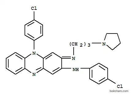 Molecular Structure of 111435-97-3 ((3E)-N,5-bis(4-chlorophenyl)-3-{[3-(pyrrolidin-1-yl)propyl]imino}-3,5-dihydrophenazin-2-amine)