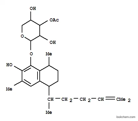 Molecular Structure of 111466-66-1 (a-Arabinopyranoside,(5R,8S)-5-[(1S)-1,5-dimethyl-4-hexenyl]-5,6,7,8-tetrahydro-2-hydroxy-3,8-dimethyl-1-naphthalenyl,3-acetate (9CI))