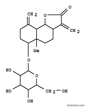 Molecular Structure of 111618-85-0 (Naphtho[1,2-b]furan-2(3H)-one,6-(b-D-glucopyranosyloxy)decahydro-5a-methyl-3,9-bis(methylene)-,(3aS,5aR,6R,9aS,9bS)- (9CI))