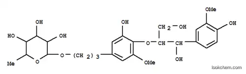 Molecular Structure of 112232-54-9 (3-(4-{[(1S,2R)-1,3-dihydroxy-1-(4-hydroxy-3-methoxyphenyl)propan-2-yl]oxy}-3-hydroxy-5-methoxyphenyl)propyl 6-deoxy-alpha-L-mannopyranoside)