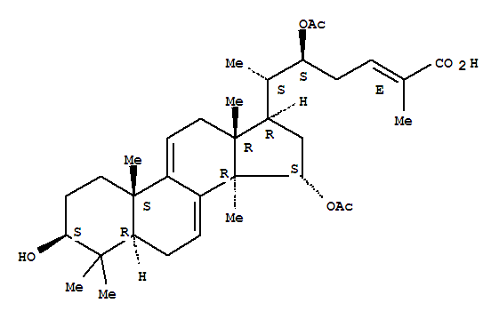 Molecular Structure of 112430-69-0 (Lanosta-7,9(11),24-trien-26-oicacid, 15,22-bis(acetyloxy)-3-hydroxy-, (3b,15a,22S,24E)- (9CI))