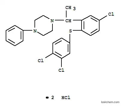Molecular Structure of 112446-59-0 (1-(1-{5-chloro-2-[(3,4-dichlorophenyl)sulfanyl]phenyl}ethyl)-4-phenylpiperazine dihydrochloride)