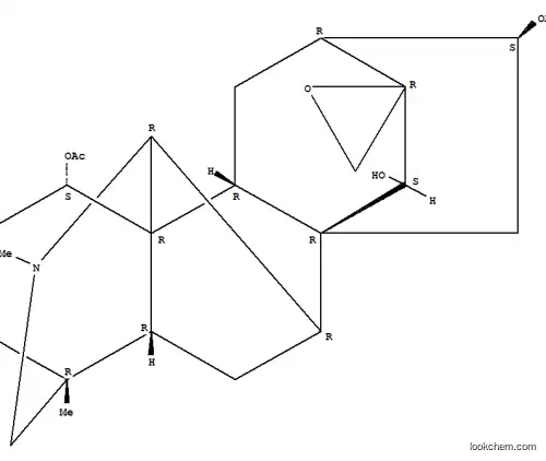 Molecular Structure of 112561-70-3 (Spiro[8,10a-ethano-11,3,6a-ethanylylidene-8H-indeno[2,1-b]azocine-9(10H),2'-oxirane]-6,10,15-triol,decahydro-1,3-dimethyl-, 6,15-diacetate, (2'R,3R,6S,6aS,6bS,8S,10S,10aS,11S,11aS,13R,15R)-)