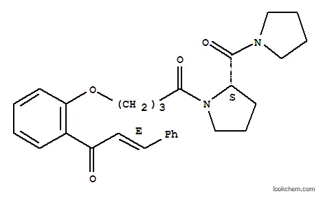 Molecular Structure of 112604-06-5 ((2E)-1-(2-{4-oxo-4-[(2S)-2-(pyrrolidin-1-ylcarbonyl)pyrrolidin-1-yl]butoxy}phenyl)-3-phenylprop-2-en-1-one)