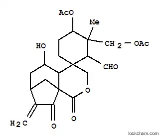 Molecular Structure of 112722-03-9 (Spiro[cyclohexane-1,4'(3'H)-[1H-7,9a]methanocyclohepta[c]pyran]-2-carboxaldehyde,4-(acetyloxy)-3-[(acetyloxy)methyl]hexahydro-5'-hydroxy-3-methyl-8'-methylene-4',9'-dioxo-,(1R,2S,3R,4S,4'aS,5'R,7'S,9'aS)- (9CI))