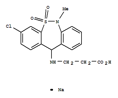 b-Alanine,N-(3-chloro-6,11-dihydro-6-methyl-5,5-dioxidodibenzo[c,f][1,2]thiazepin-11-yl)-,monosodium salt (9CI)