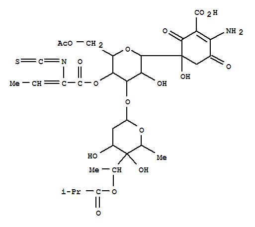 5-[6-(acetyloxymethyl)-4-[4,5-dihydroxy-6-methyl-5-[1-(2-methylpropanoyloxy)ethyl]oxan-2-yl]oxy-3-hydroxy-5-[(E)-2-isothiocyanatobut-2-enoyl]oxyoxan-2-yl]-2-amino-5-hydroxy-3,6-dioxocyclohexene-1-carb