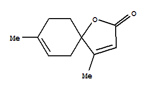 Molecular Structure of 113807-92-4 (1-Oxaspiro[4.5]deca-3,7-dien-2-one,4,8-dimethyl-, (+)-)