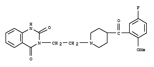 Molecular Structure of 114088-55-0 (2,4(1H,3H)-Quinazolinedione,3-[2-[4-(5-fluoro-2-methoxybenzoyl)-1-piperidinyl]ethyl]-)
