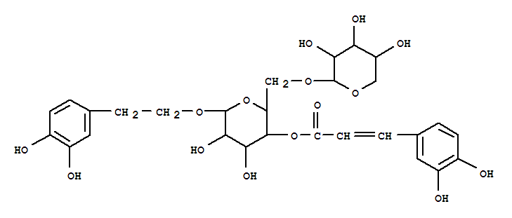 Molecular Structure of 114217-04-8 (b-D-Glucopyranoside,2-(3,4-dihydroxyphenyl)ethyl 6-O-b-D-xylopyranosyl-, 4-[(2E)-3-(3,4-dihydroxyphenyl)-2-propenoate])