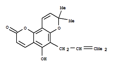 Molecular Structure of 114542-45-9 (2H,8H-Benzo[1,2-b:3,4-b']dipyran-2-one,5-hydroxy-8,8-dimethyl-6-(3-methyl-2-butenyl)- (9CI))