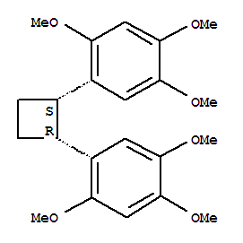 Molecular Structure of 114542-60-8 (Benzene,1,1'-[(1R,2S)-1,2-cyclobutanediyl]bis[2,4,5-trimethoxy-, rel- (9CI))