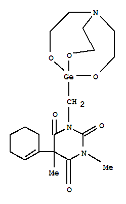 Molecular Structure of 114847-40-4 (2,4,6(1H,3H,5H)-Pyrimidinetrione,5-(1-cyclohexen-1-yl)-1,5-dimethyl-3-(2,8,9-trioxa-5-aza-1-germabicyclo[3.3.3]undec-1-ylmethyl)-)