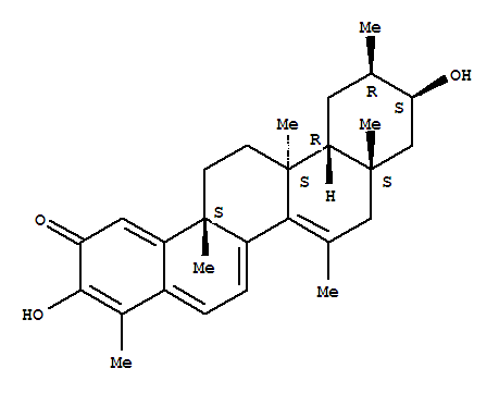 Molecular Structure of 115031-67-9 (2(8H)-Picenone,8a,9,10,11,12,12a,12b,13,14,14a-decahydro-3,10-dihydroxy-4,7,8a,11,12b,14a-hexamethyl-,(8aS,10S,11R,12aR,12bS,14aS)-)