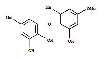 Molecular Structure of 115103-30-5 (1,2-Benzenediol,3-(2-hydroxy-4-methoxy-6-methylphenoxy)-5-methyl-)